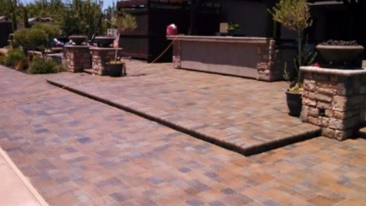 a picture of a backyard stone pavers patio in El Dorado Hills, CA